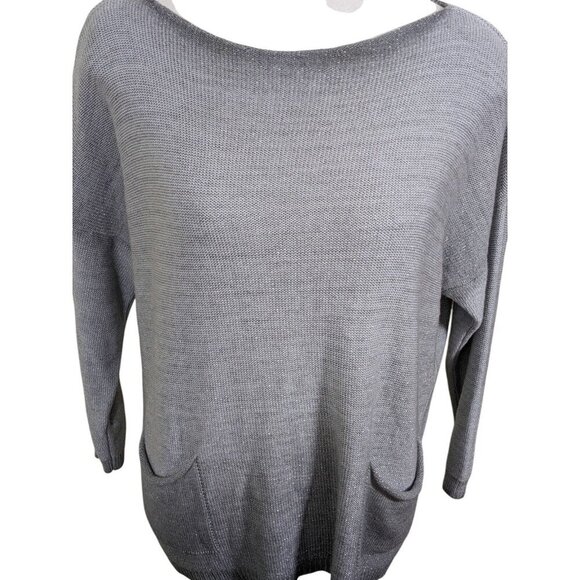 Bella Amore Womens Oversized Metallic Glitter Knit Sweater Pockets Made In Italy - Picture 2 of 7